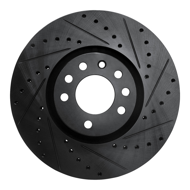 Cadillac BLS Brake Rotor (1) - Front Right - R1 Concepts - Drilled & Slotted - Black - `03-`11